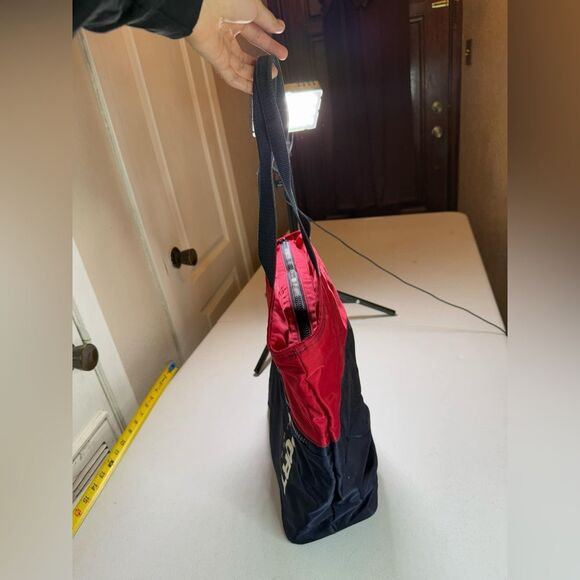 Polo Sport Ralph Lauren Vintage Spell Out Colorblock Navy Red Nylon Tote - Picture 4 of 16